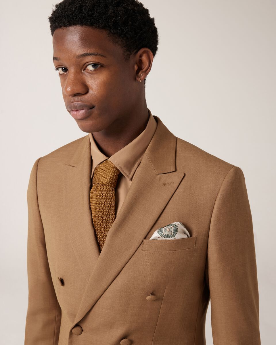 Knitted Silk Tie, Tan, hi-res